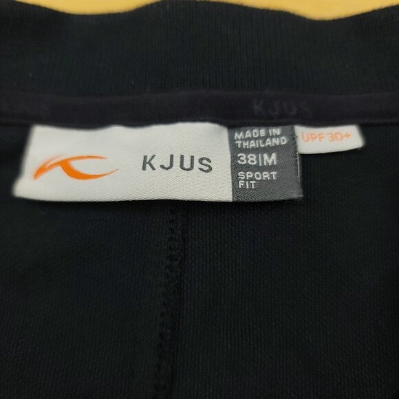 KJUS Womens 38 M Shirt Polo Short Sleeve Sport Fit Black UPF 30 Master Card Logo - Picture 2 of 13